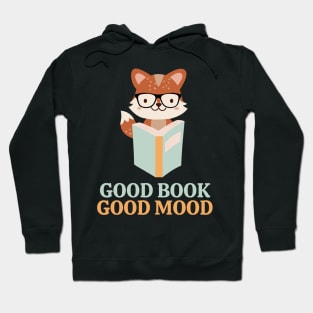 Good Book Good Mood Funny Fox Reading Book Hoodie